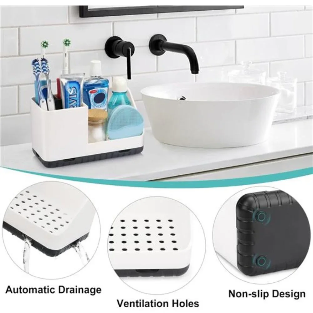 Bathroom Counter Organizer Toothbrush Holder Vanity Sink Storage Organizer